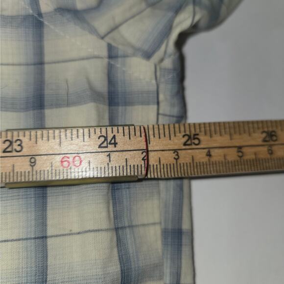 Woolrich Mens Large Button Up Carson Shirt Plaid Short Sleeve Tidal Ombre NWT - Picture 12 of 16